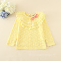 pink winter hot sale fleece children appliqued cheap price full sleeve tee for autumn girls good quality yellow t-shirts